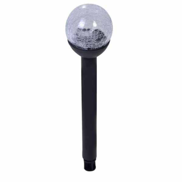 Градинска соларна LED лампа Solar Glow Ball 11 см  стъклена топка, височина 23.5 см, декоративно осветление