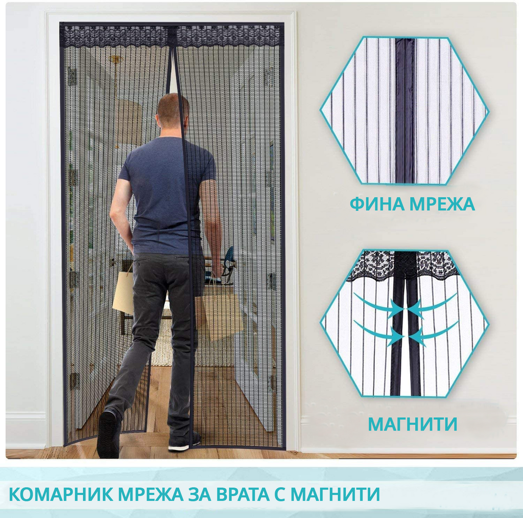Комарник мрежа за врата с магнити