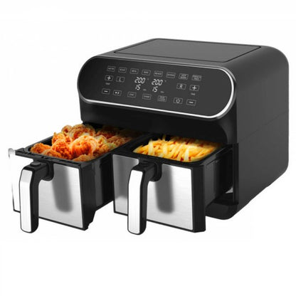 Двоен Airfryer JL10 CHROME XXL 8L 1700W 8 в 1, без олио, с книга 170 рецепти на български